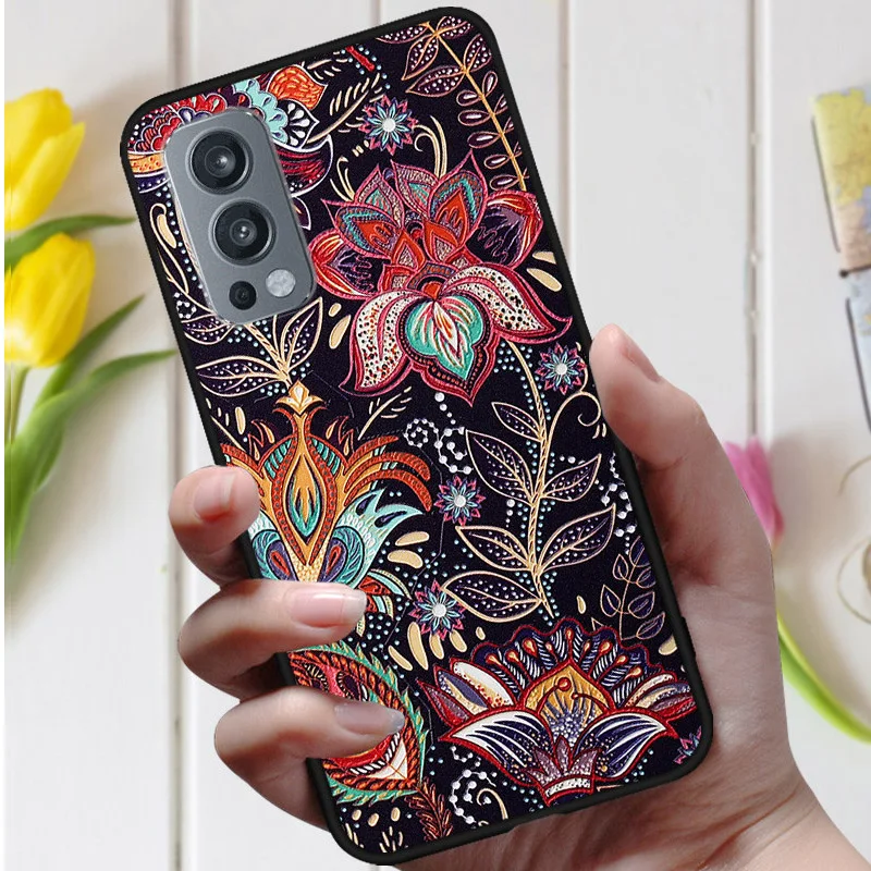 3d emboss flower case for oneplus nord 2 5g cover cute relief case for one plus nord ce 2 5g phone case nord2 5g coque fashion free global shipping
