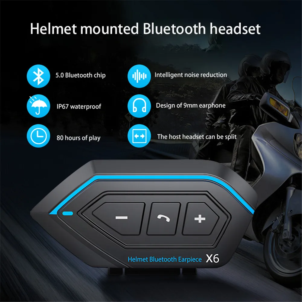 

Гарнитура для мотоциклетного шлема с поддержкой Bluetooth 5,0, стереонаушники с громкой связью, беспроводной MP3-плеер с аккумулятором мА, длитель...