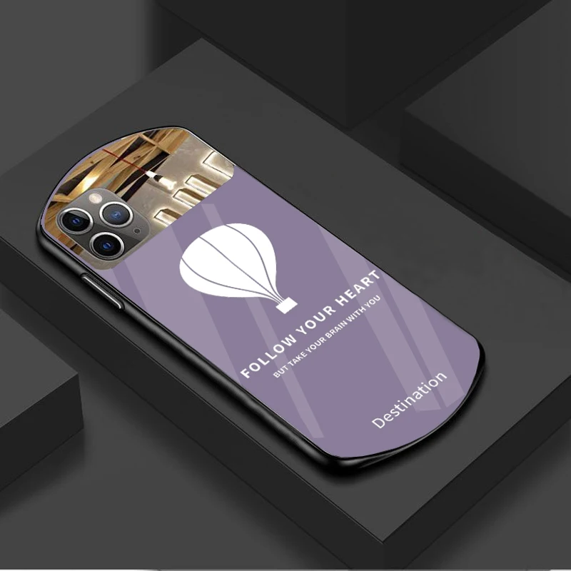 

Luxury Cute Oval Balloon Tempered Glass Phone Case For iPhone 12 Mini 11 Pro Max XSmax XR X SE 8 7 6 Plus Mirror Silicone Cover