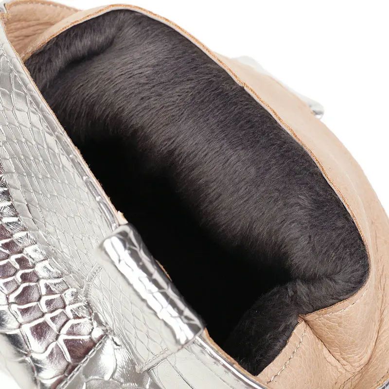 

Fashion Ankle Boots Snake Print Faux Leather Women Boots Square High Heel Western Boots Autumn Winter Plush Cowboy Boots Shoes