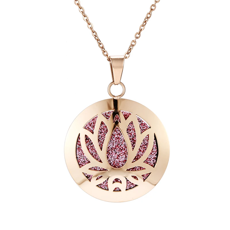Rose Gold NSE083 Розовое золото простой ароматерапия эфирные масла диффузор кулон парфюм ожерелье из нержавеющей стали медальон с фетровыми подушечками для женщин - Окраска металла: Rose Gold NSE083