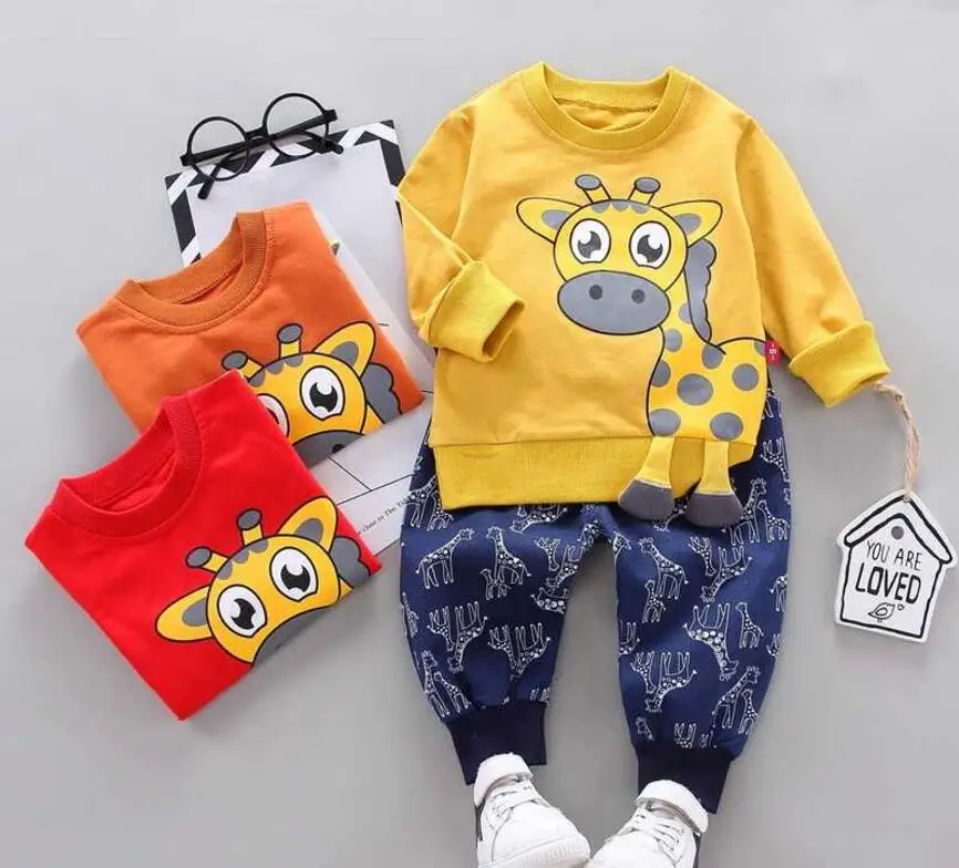Boys and girlsɼlothes New pattern Autumn Korean Version Children's Sanitary Clothes Suit Two-piece toilet suit Pure cotton | Детская