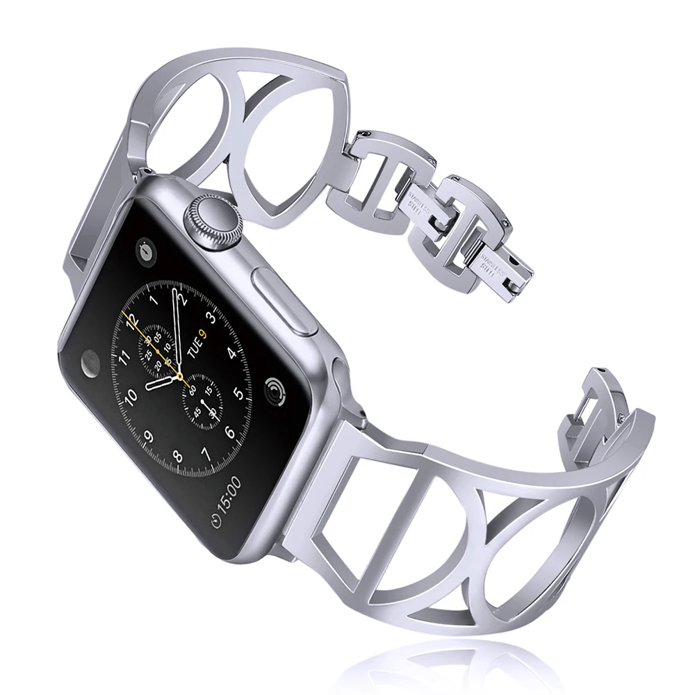 Ремешок из нержавеющей стали для Apple Watch Band 44 мм 40 38 42 модный металлический браслет