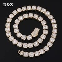 dz 10mm clustered stones tennis chain spring buckle iced out aaa cubic zircon stones chokers necklaces for men women jewelry