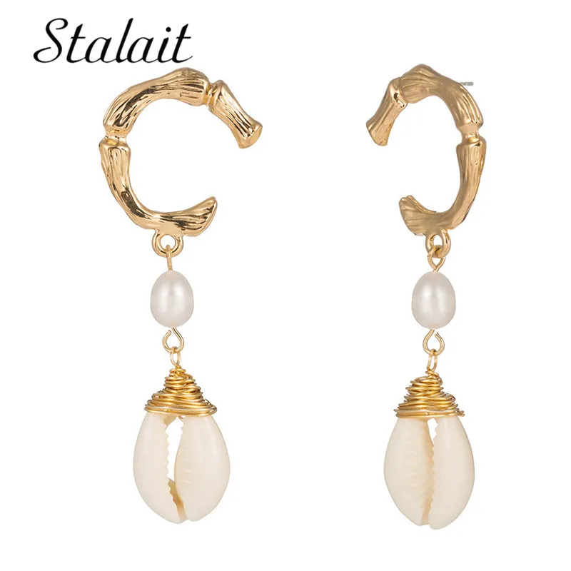 Серьги подвески женские с жемчугом Натуральный Свежий жемчуг морская раковина