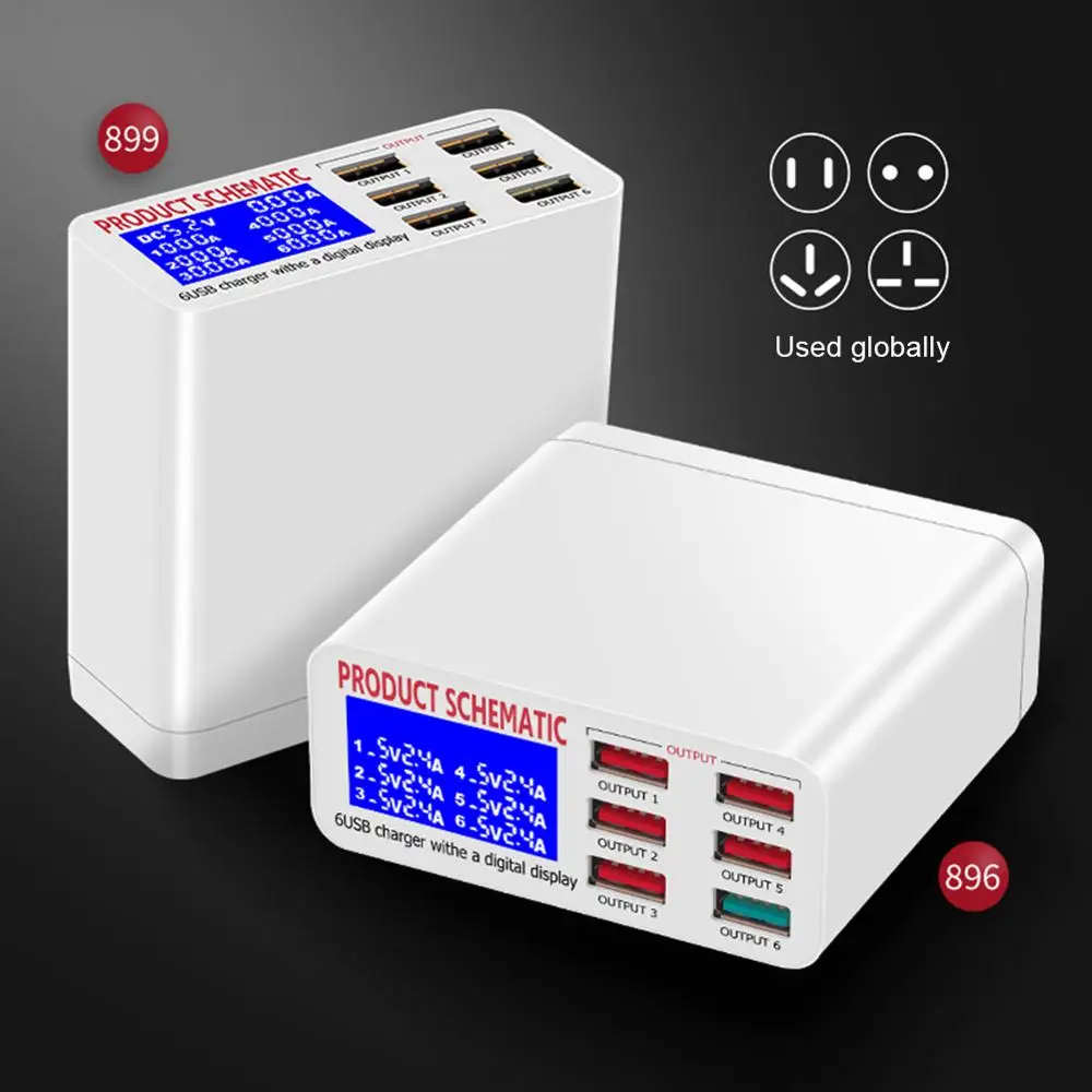 Умное зарядное устройство с 6 USB-портами зарядка QC3.0 для смартфонов планшетов