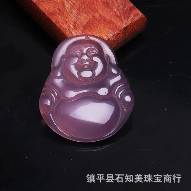 Natural Agate Chalcedony Big Belly Buddha Pendant Necklace Charm Jewellery Fashion Hand-Carved Woman Luck Amulet Sweater Chain | Украшения