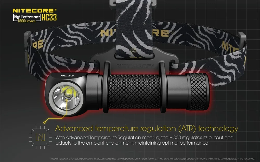 NITECORE HC33 головной светильник CREE XHP35 HD max 1800 люмен LED фара дальность луча 187 напора светильник с 18650 3500 мА/ч, литий ионный аккумулятор