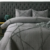 cotton quilt set 3pcs bedspread on the bed double blanket for bed embroidered coverlet pillowcase queen size gray bed cover