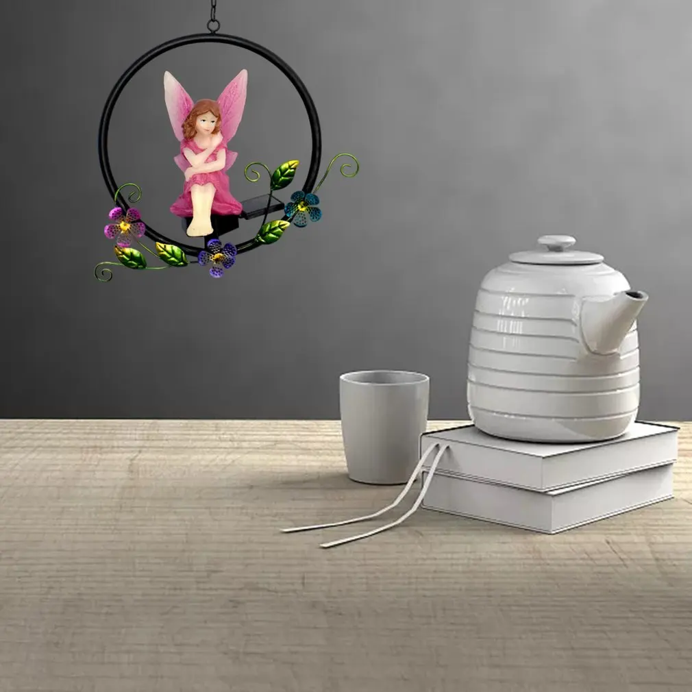 

Solar Vinyl Flower Fairy Solar Lawn Light Iron Pendant Light Craft Garden Lawn Light Park Lawn Decoration Energy Saving Lamp