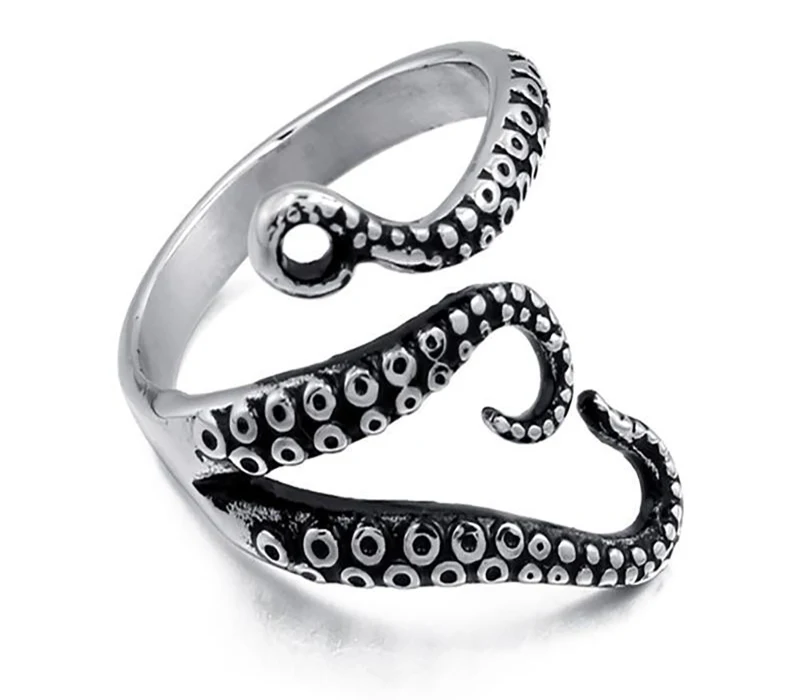 Регулируемое Винтажное кольцо в стиле панк осьминога мужское массивное из