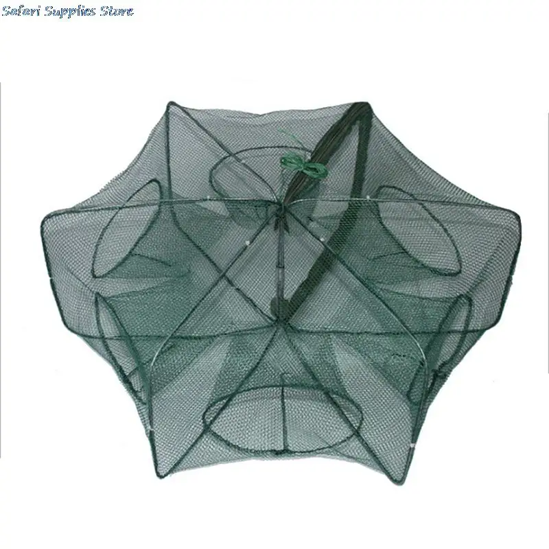 

6 Holes Folded Portable Hexagon Fishing Net Network Casting Crayfish Catcher Fish Trap Shrimp Catcher Tank Cages Mesh Nets