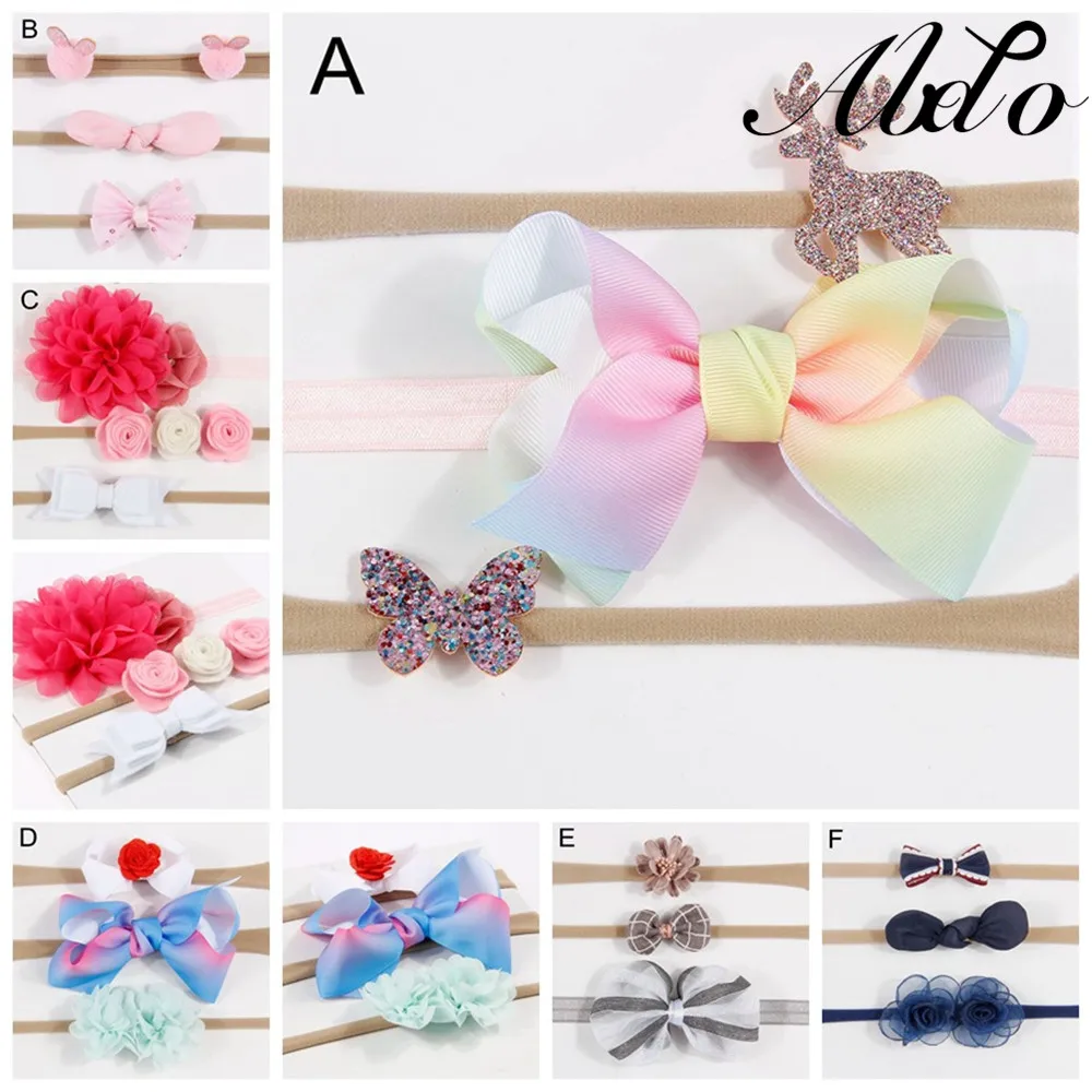 

ABDO 3Pcs Toddler Infant Baby Girl Headwear Elastic Baby Headbands Newborn Infant Hair Accessories Hai Girls Cute Hair Bands