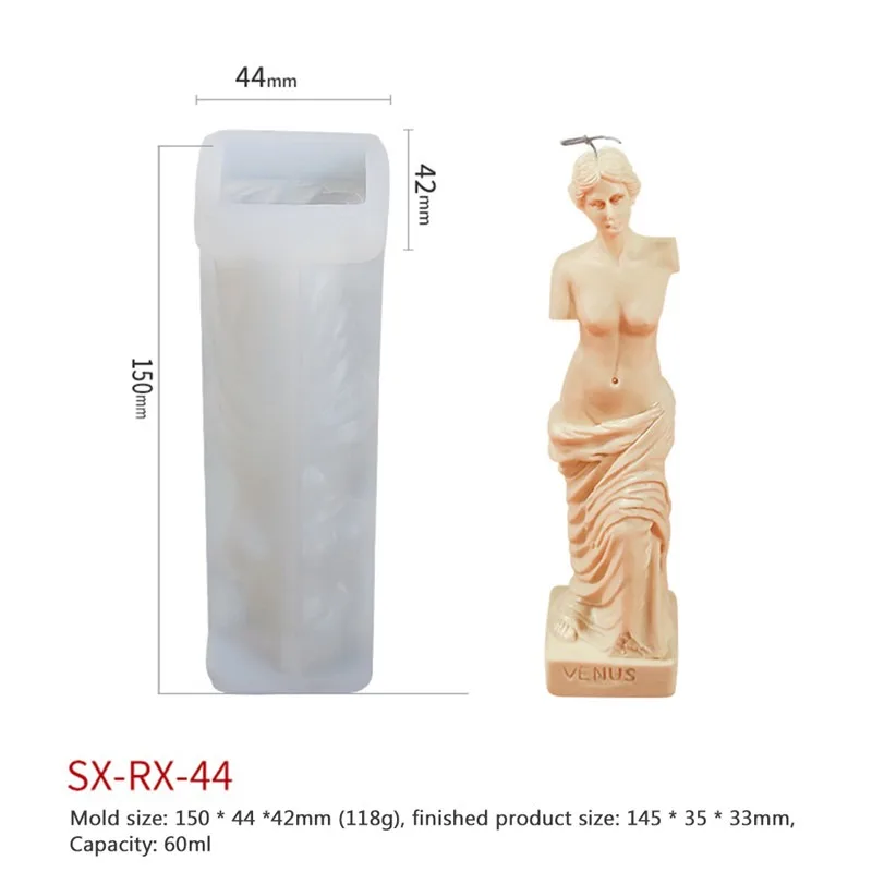

Roman Column Silicone Candle Mold DIY Venus Scented Human Body Mold Candle making jars Art Sculpture Model Wax Mold Crafts Gifts