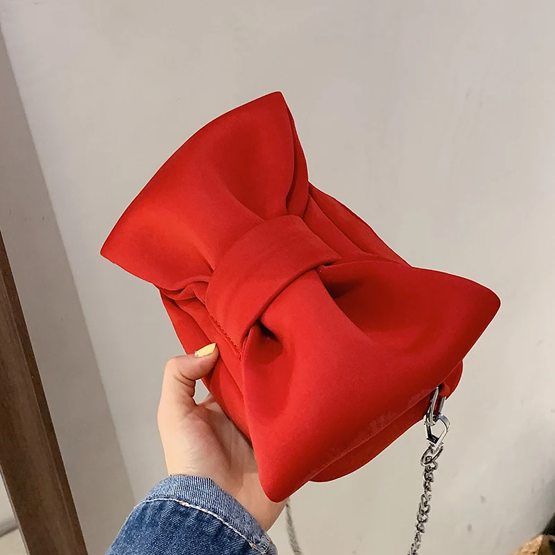 

Женская нейлоновая сумка с бантом, винтажная сумка через плечо с цепочкой, 2021