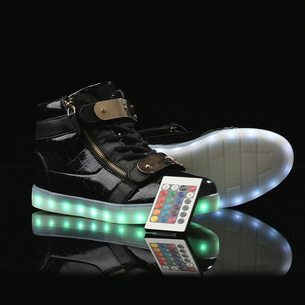Светящиеся мужские туфли с дистанционным управлением высокие светящиеся