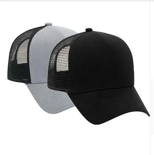 Хлопковая фланелевая шапка тракер с регулируемой сеткой сзади однотонные черные