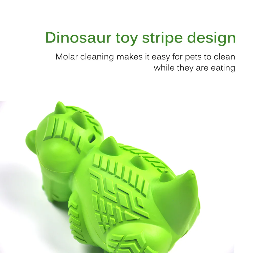 

Dinosaur Rubber Dog Cleaning Teeth Bone Molar Stick Leaking Food Resistant To Biting Pet Dog Toys Dinosaur Rubber Biting Toy