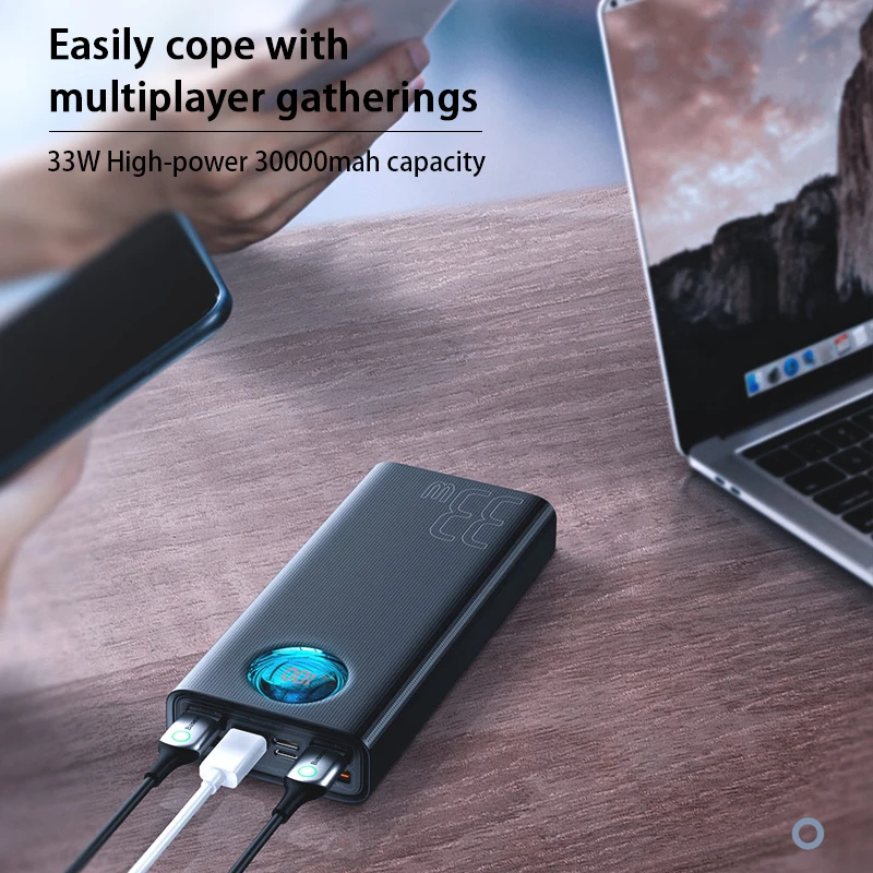 Baseus 30000mAh PowerBank QC 3.0 USB PD Быстрое зарядное устройство 33W Power bank Зарядное для телефона