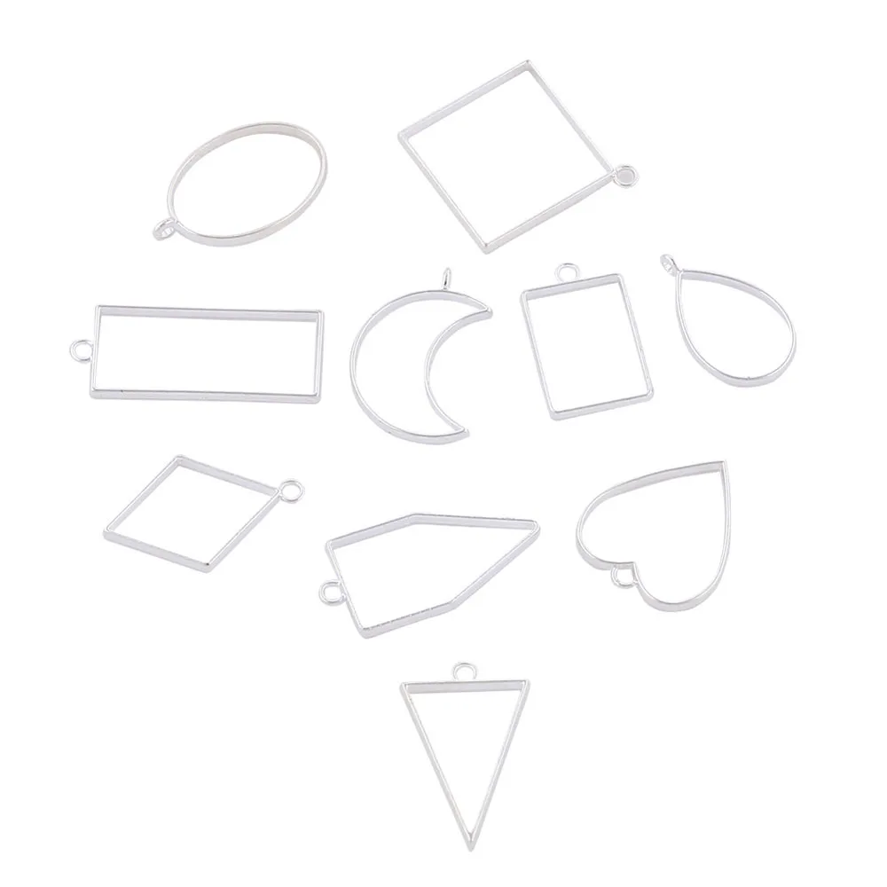 Assorted Bezel Frame Pendants Geometric Hollow Pressed Flower Charms Resin Crafts For Necklace Bracelet Jewelry Making | Украшения и