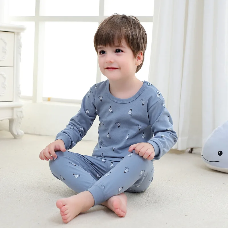 Осень 2020 детские пижамы одежда для сна с мультяшными животными комплект детской