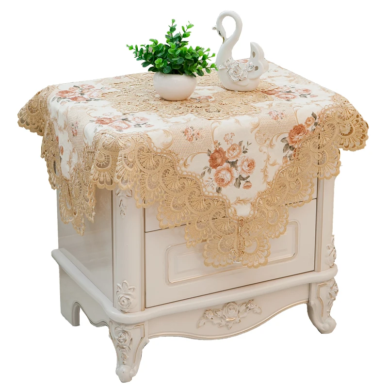 

Pink princess style lace bedside table cover cloth tablecloth coffee table cloth refrigerator air conditioner dust cover