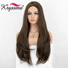 Коричневые синтетические парики Kryssma для женщин, длинные волнистые парики на сетке спереди, женские парики для косплея, термостойкие волосы из волокна