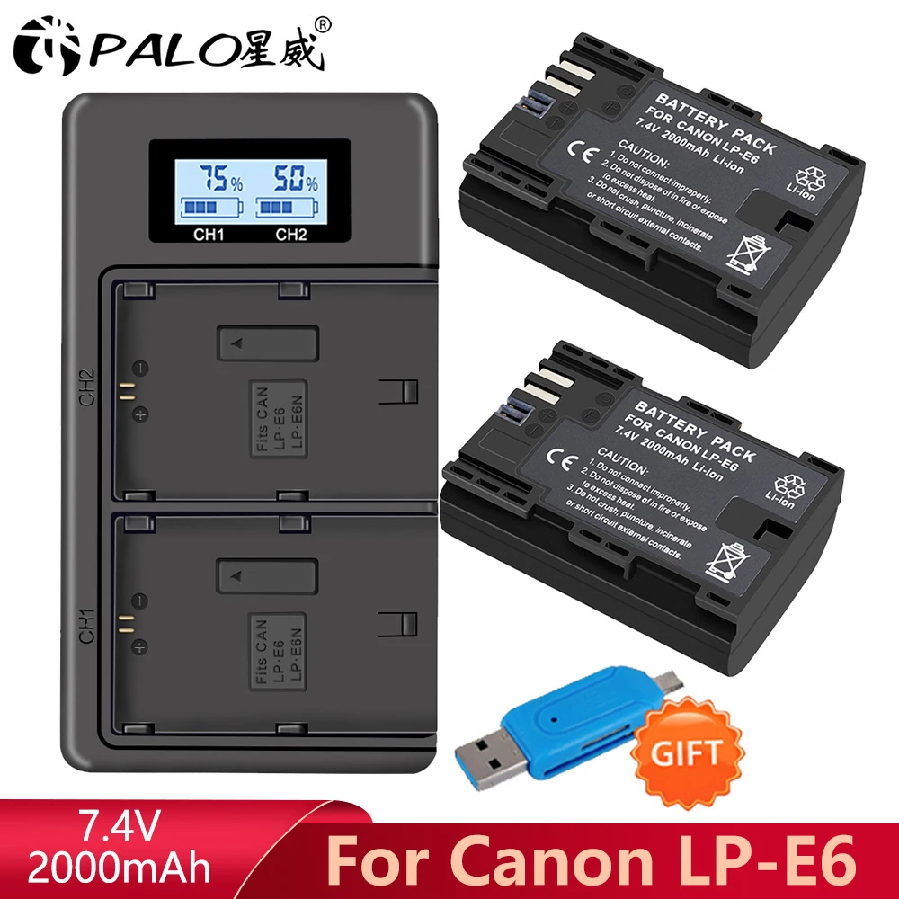 LP E6 LPE6 E6N Батарея + ЖК дисплей двойной Зарядное устройство для цифровой