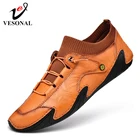 Кроссовки VESONAL мужские кожаные, Повседневная Удобная дышащая Уличная обувь ручной работы, большие размеры 46, осень