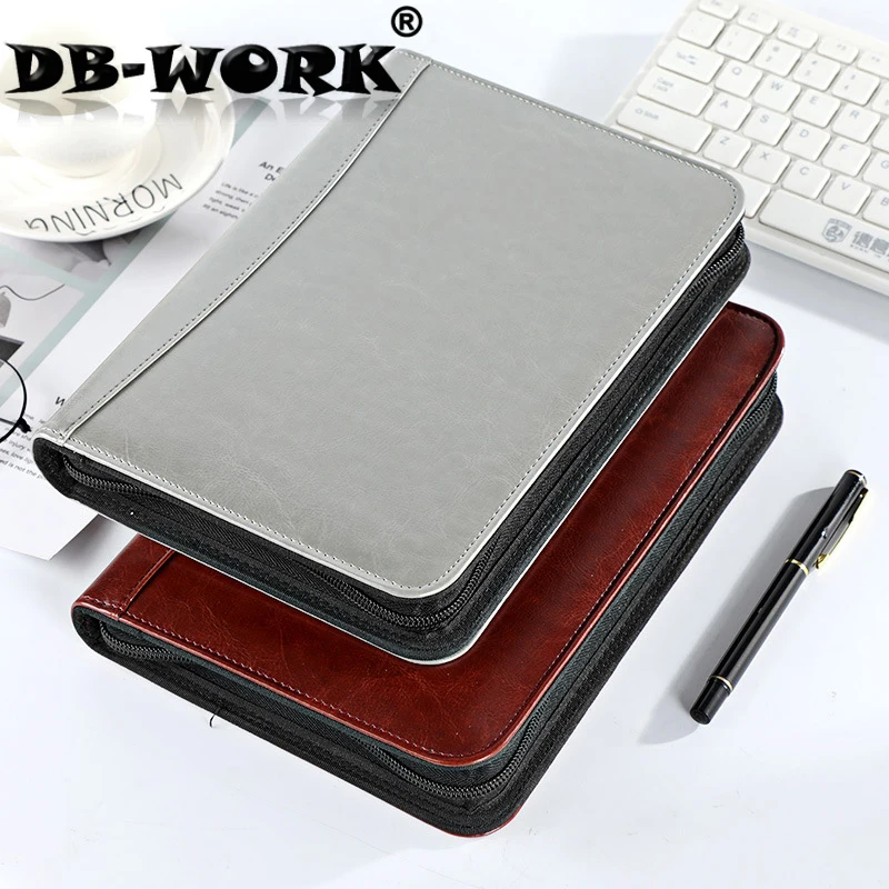 

Деловой блокнот, Кожаная Сумка для документов формата А5 с калькулятором, заказной логотип, сумка на молнии, блокнот