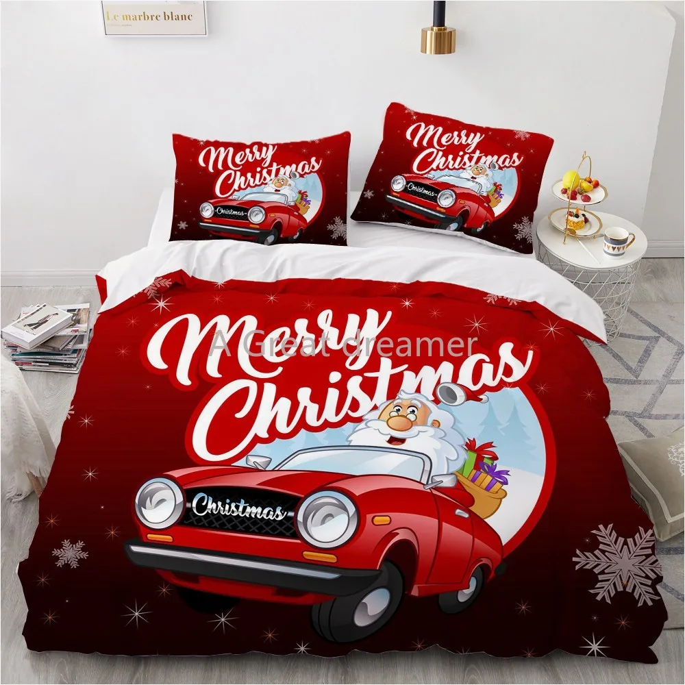 

3D ChristmasBedding Set Cartoon Duvet Cover Set Soft Comforter Bed Linen Home Textile King Queen Double Single Size Cute Bed Set