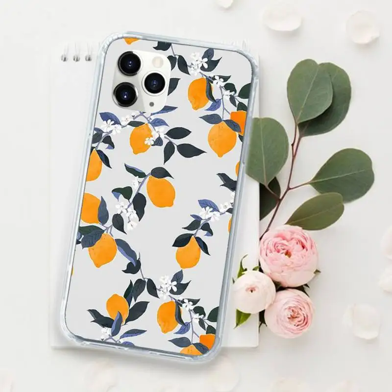 

Summer fruit grapes lemon leaves Phone Case for iPhone 11 12 pro XS MAX 8 7 6 6S Plus X 5S SE 2020 XR Luxury shell funda coque