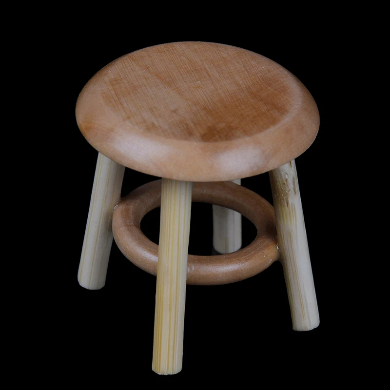 

1/12 Doll house Miniature Scale Furniture Round Floral Stool Chair Acc for Dolls House Decor Kids Children Pretend Play Toy