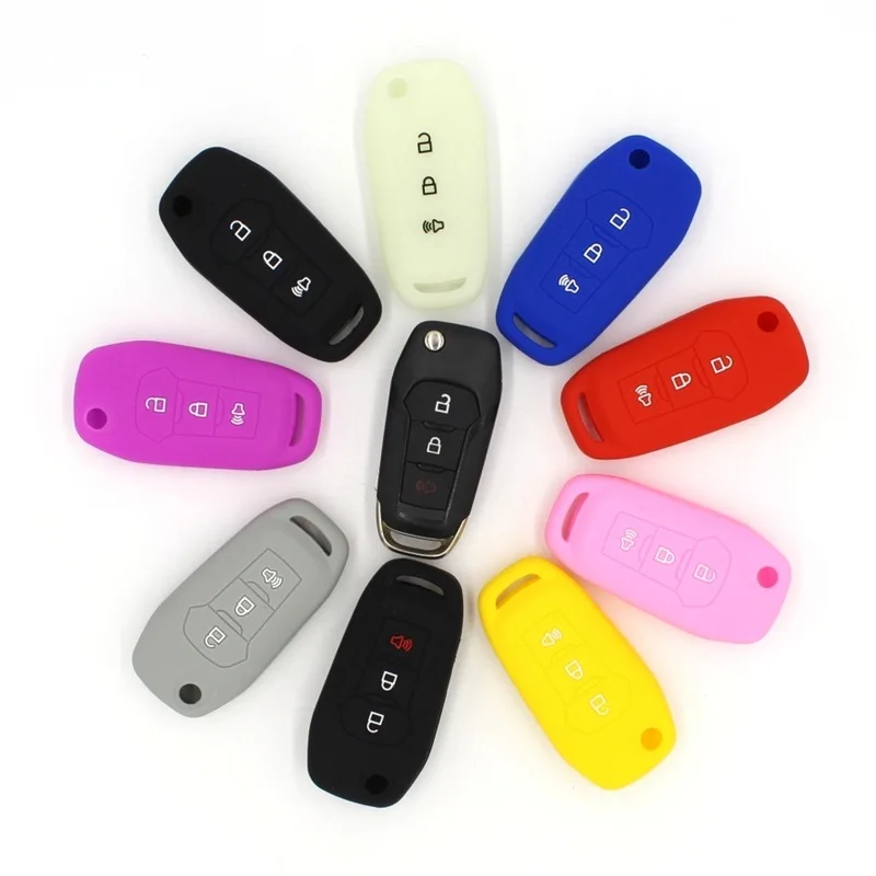 3 Buttons Remote Car Key Case Silicone Protect Shell for Ford Escort Mondeo Everest Ranger Fusion Car Accessories