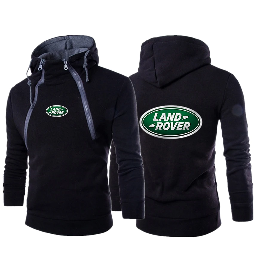 

2021AutumnWinter Printing Letters Land Rover Zipper Stitching Pullover Hoodie Plus Velvet Sportswear Personality Trend All-Match