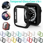 Чехол для iwatch Series 7 6 SE 5 4 3 2 1 38 мм 40 мм 42 мм 44 мм 41 мм 45 мм, чехол из закаленного стекла для защиты экрана, 360