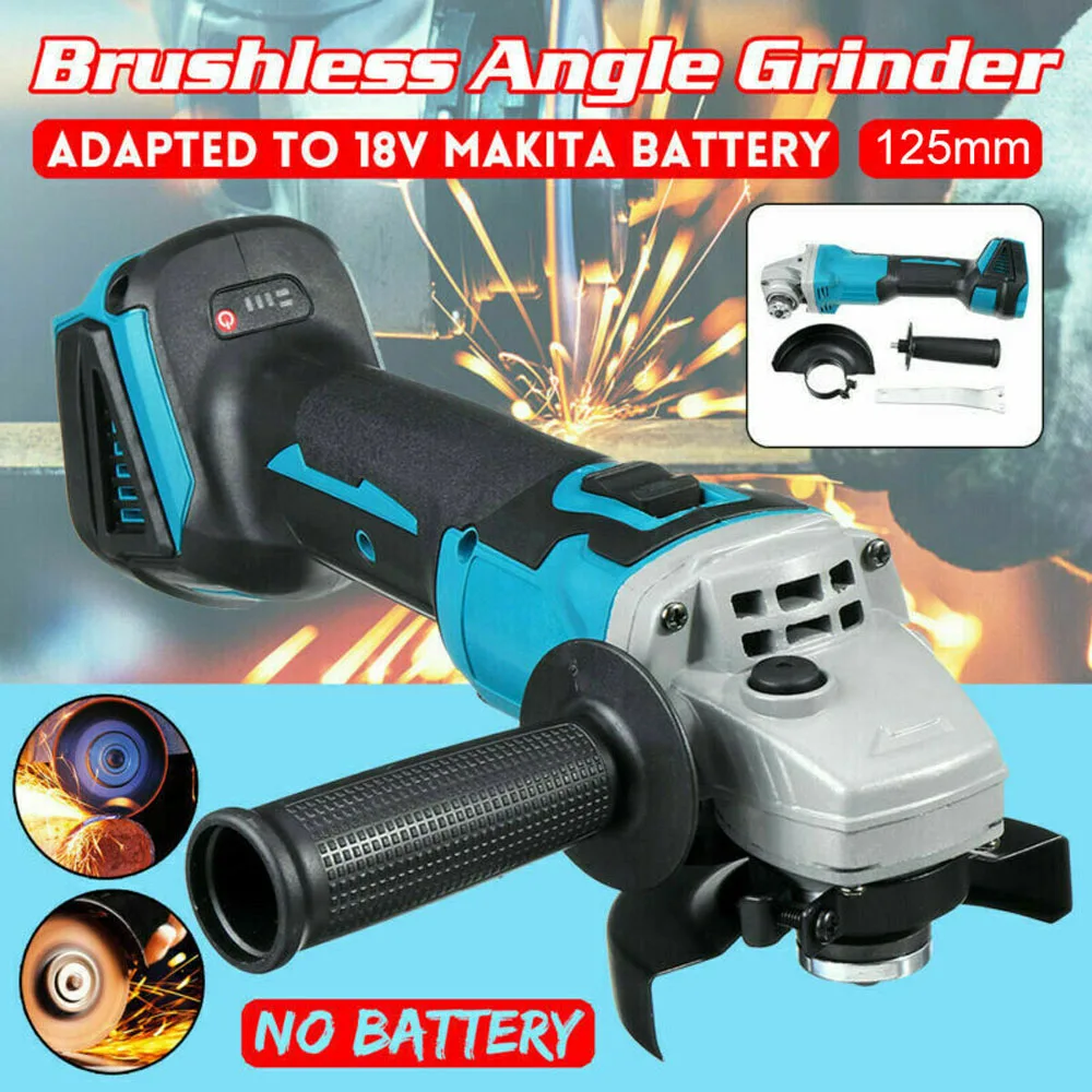 

800W 18V 125mm Brushless Cordless Impact Angle Grinder Variable Speed For Makita Battery DIY Power Tool Cutting Machine Polisher
