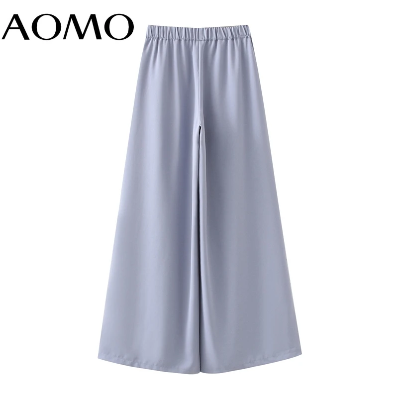 

AOMO Fashion Women Wide Leg Suit Pants Trousers Pockets Office Lady Pants Pantalon 1M55A