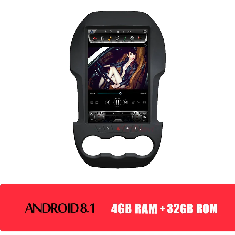 KiriNavi Telsa стиль вертикальный экран 12,1 ''2 Din Android 8,1 Автомагнитола для Ford Ranger автомобильный мультимедийный dvd-плеер 2012- wifi - Цвет: android car radio