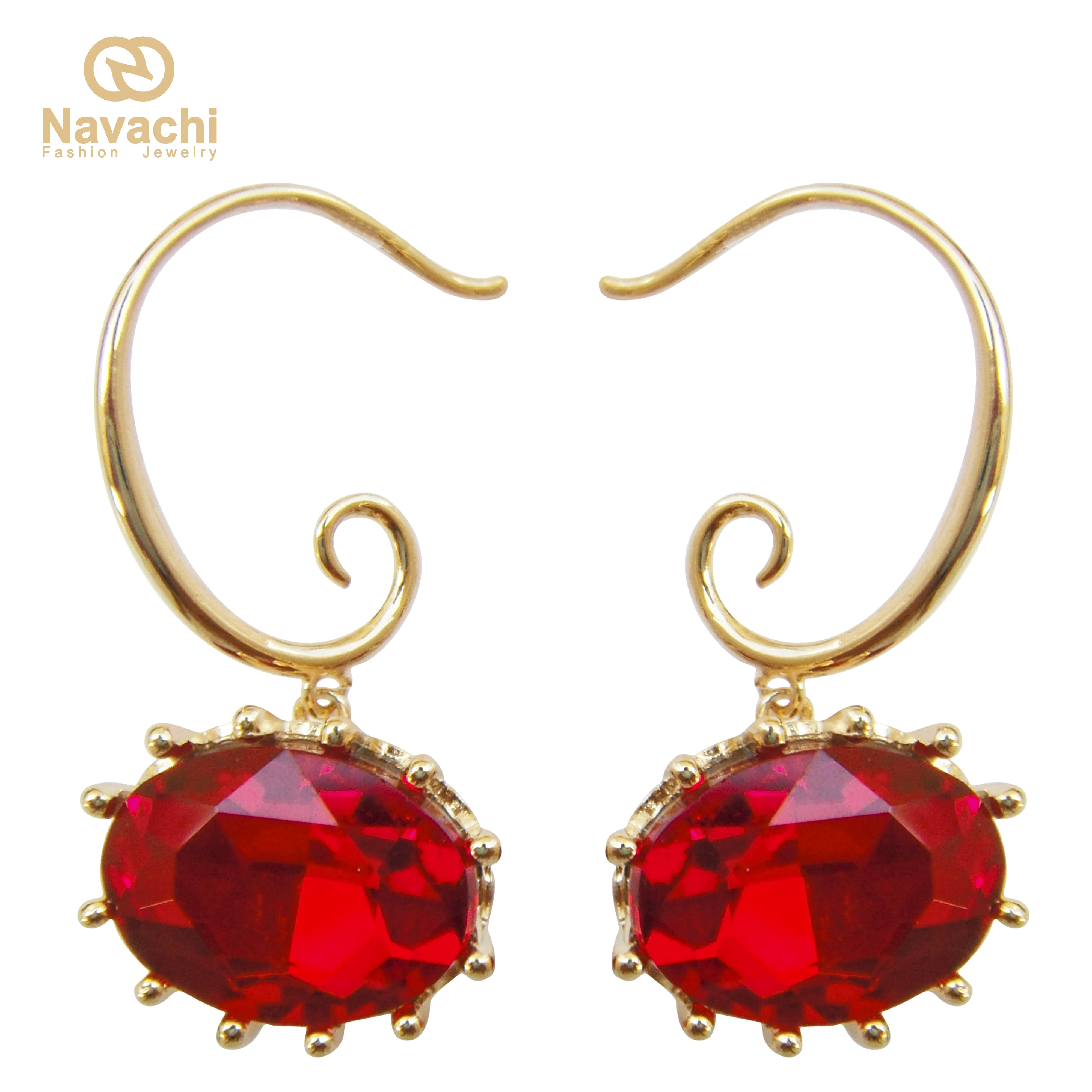 Navachi Овальный зеленый красный синий кристалл кубический цирконий желтый GP серьги