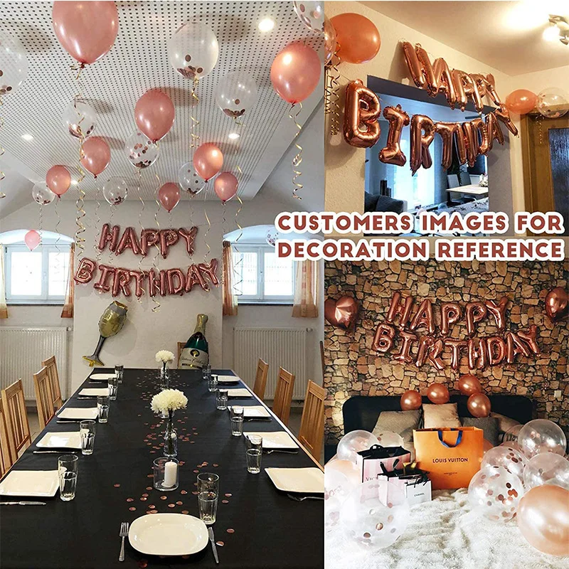 

46pcs/set Happy Birthday Letter Balloons Foil Party Birthday Carnival Cake Decortion Balloon Set Rose Gold Anniversary Supplies