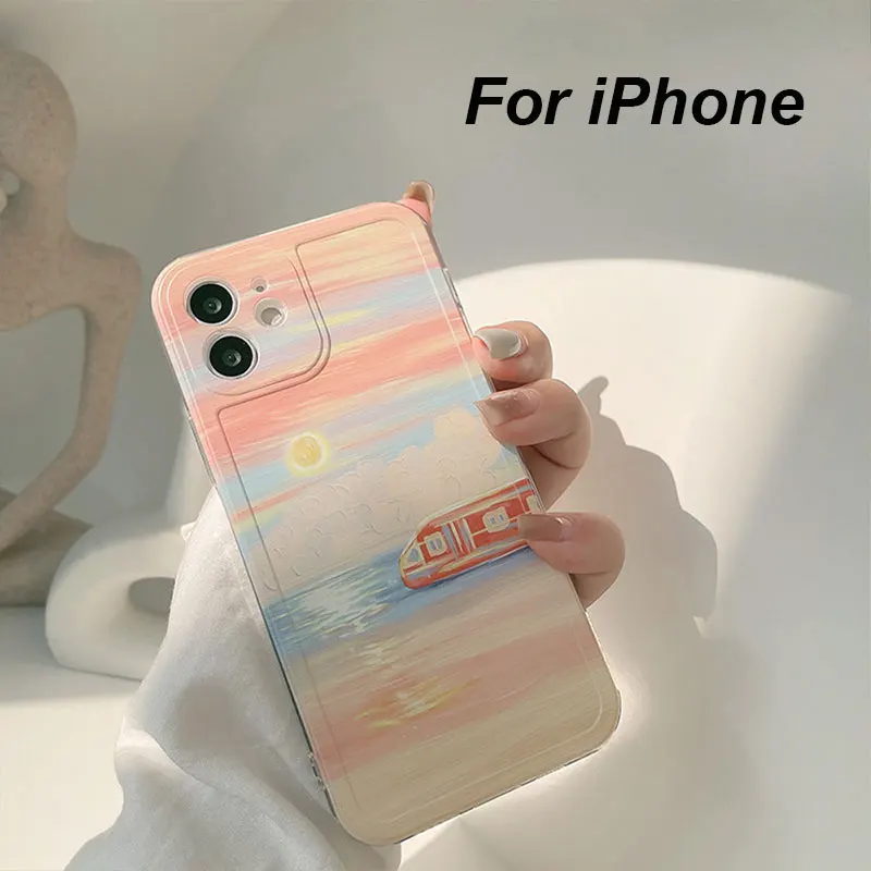 

Полностью покрывающий объектив силиконовая Мягкая картина маслом iPhone13 12 11Pro Max Youth чехол для телефона ForXr Xs Max 7 8Plus защита от падения