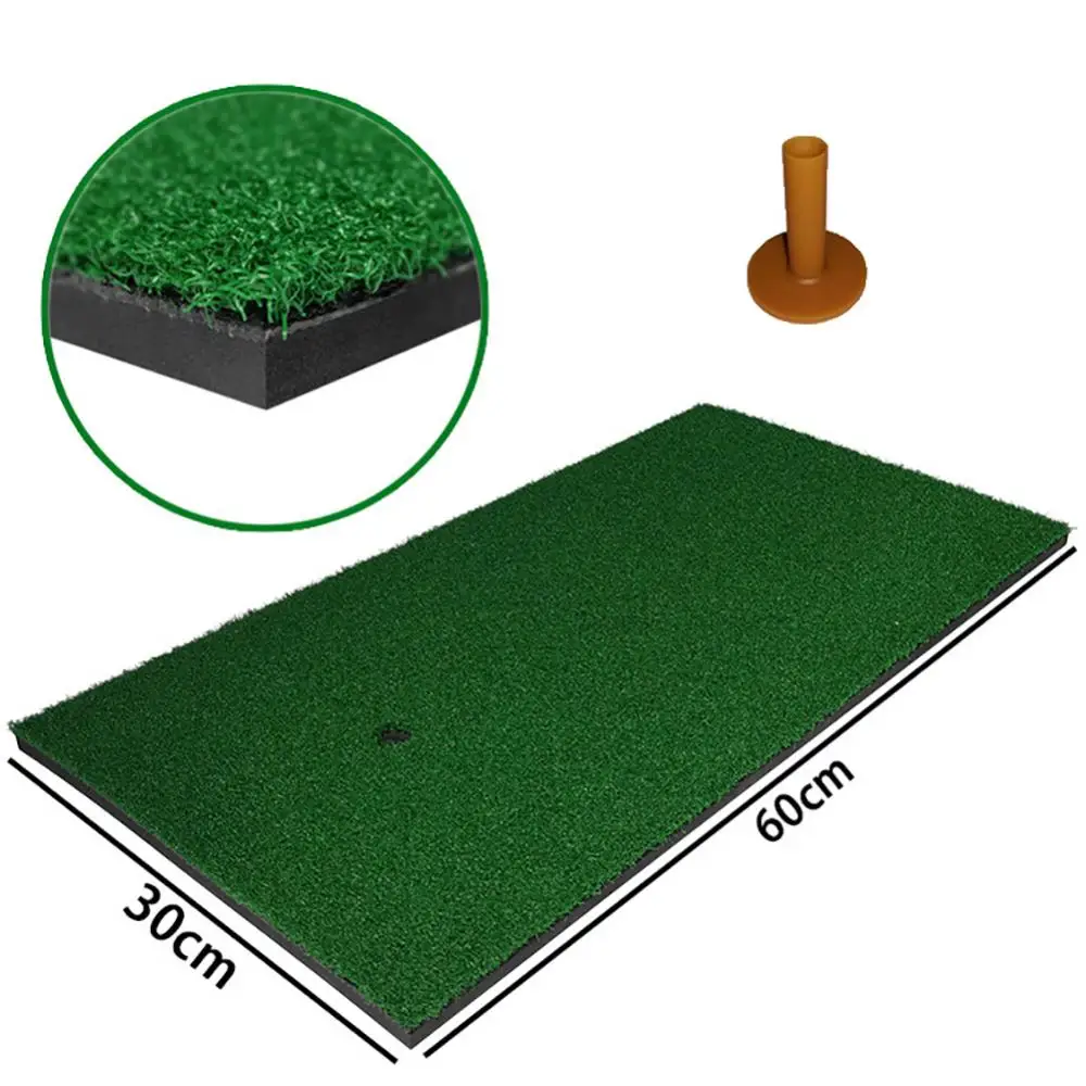 

30x60cm Golf Practice Mat Golf Cage Grass Pad Swing Hitting Golf Practice Trainer Mat with Rubber Tee