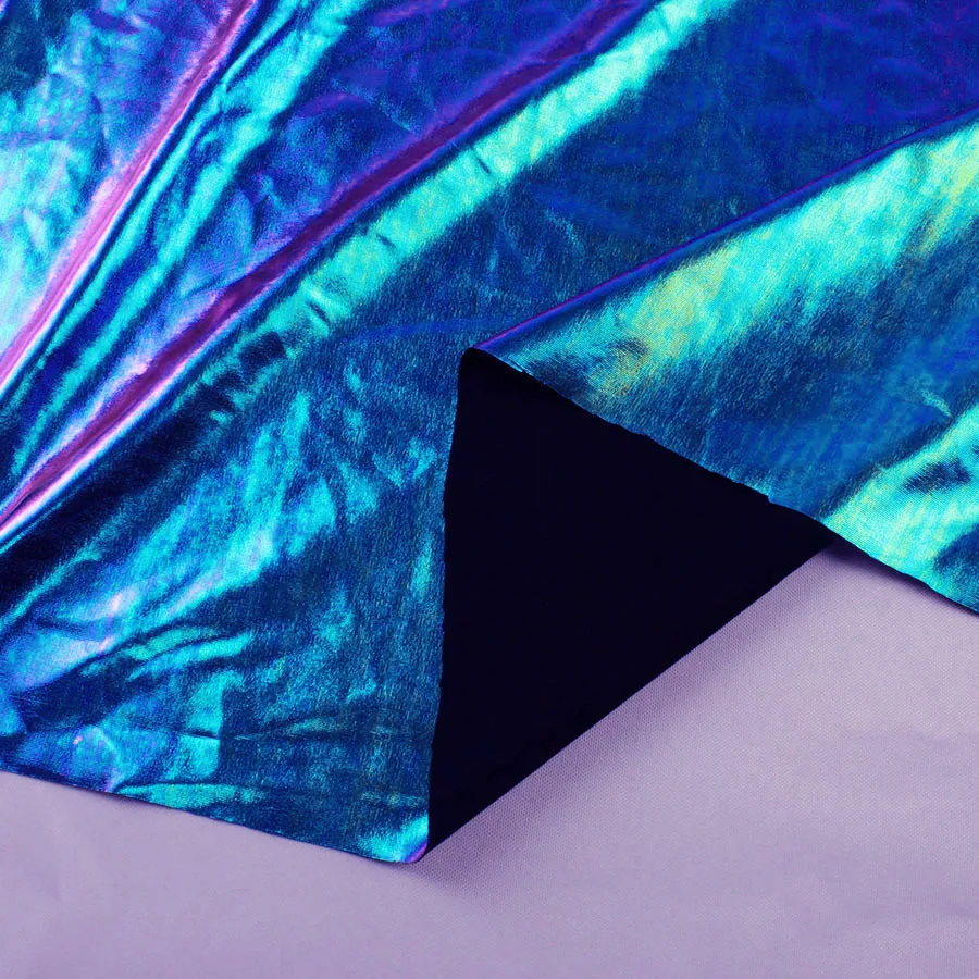 Сине зеленая Радужная эластичная ткань из спандекса для фотографий своими