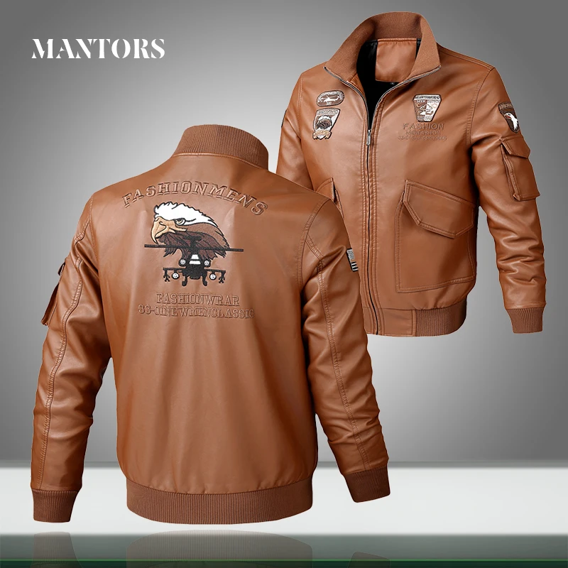 Мужская винтажная мотоциклетная куртка флисовое пальто из искусственной кожи