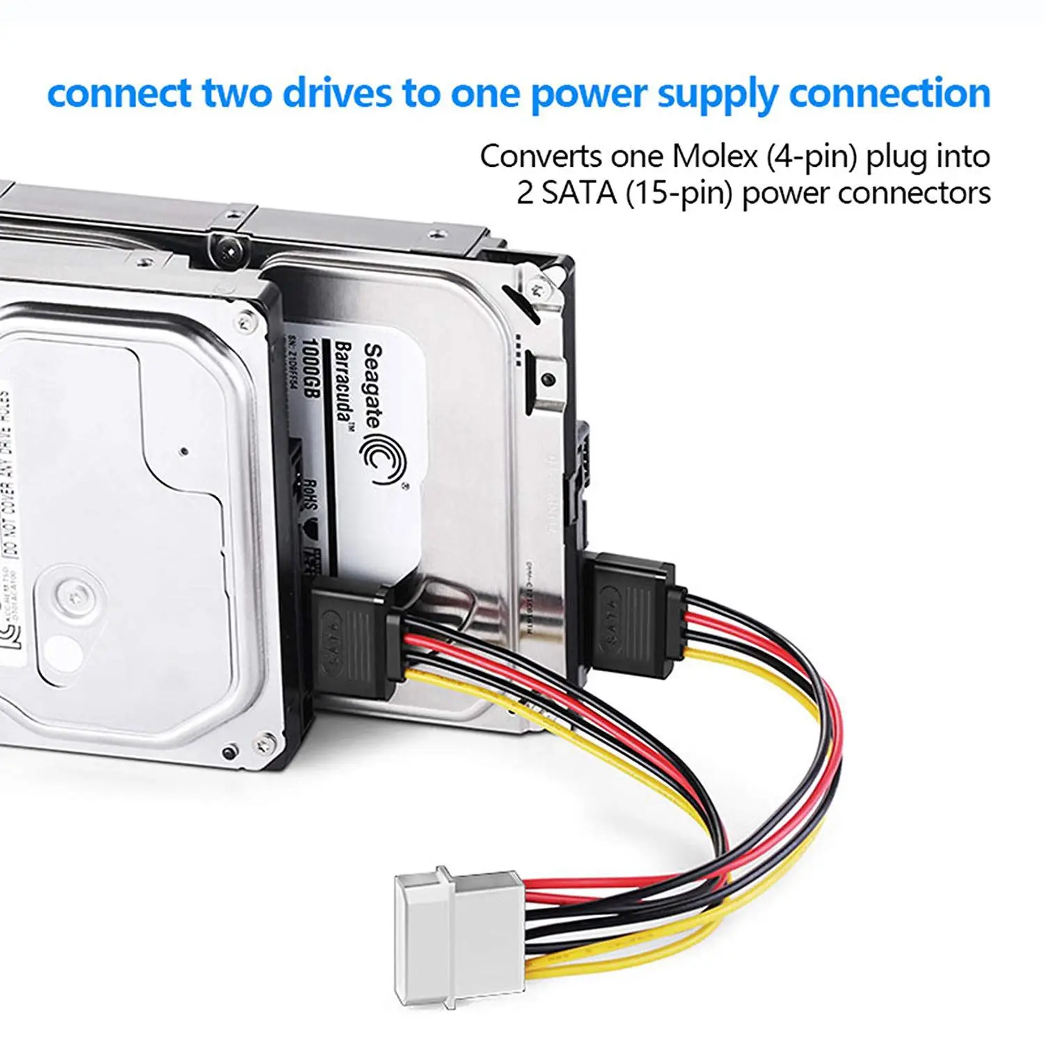 Кабели для подключения жесткого диска SSD/SATA III (1x4 Pin to Dual 15 SATA power Splitter кабель 1x15 Po |