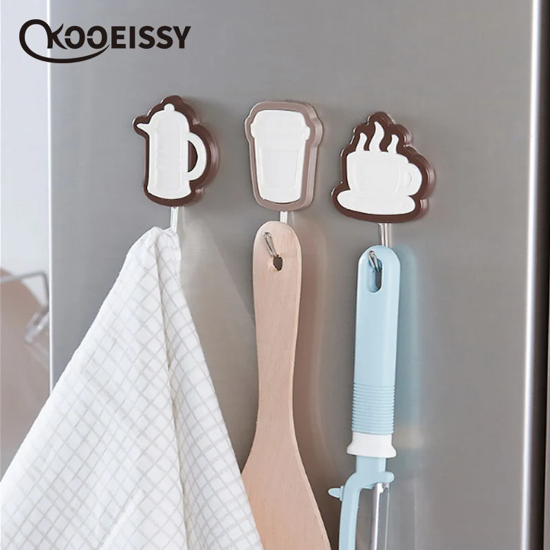 Креативные самоклеящиеся настенные крючки в форме кофейных зерен 1 шт. вешалка