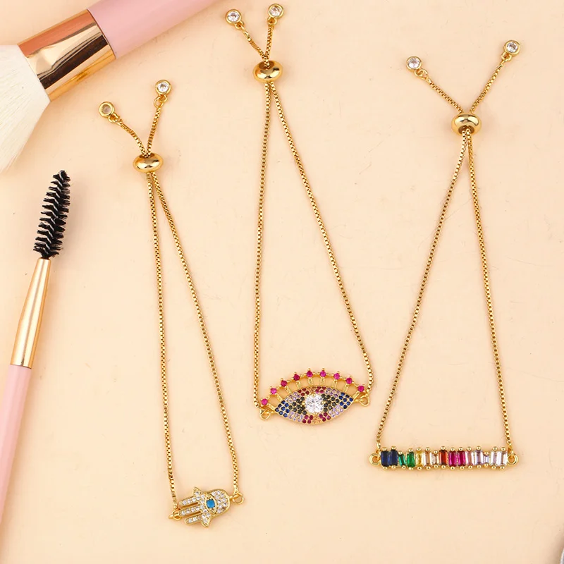 Цветной Злой Глаз Хамса ручной регулируемый браслет с надписью наборы для женщин