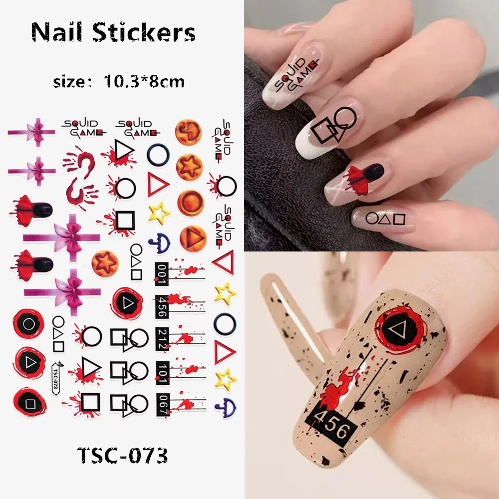 

TSC series TSC-073 Squid game series 3D Back glue Self-adhesive Nail art Nail sticker decoration tool Sliders For Nail Decals