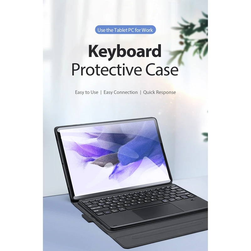 PU Case+Keyboard for Samsung Tab S7FE T730/T736/ S7 Plus T970/T975 12.4 Inch Tablet Case BT5.0 Keyboard with Touchpad | Компьютеры и